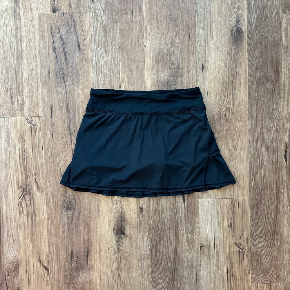 Lululemon Pace Setter Skirt Black Pleated Athletic Skort Womens Size 6 Tall
